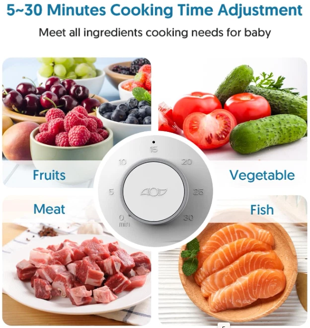 Máquina de alimentos para bebés procesador de alimentos, licuadora de puré vaporera, cesta de vapor reversible Foto 3 de 4