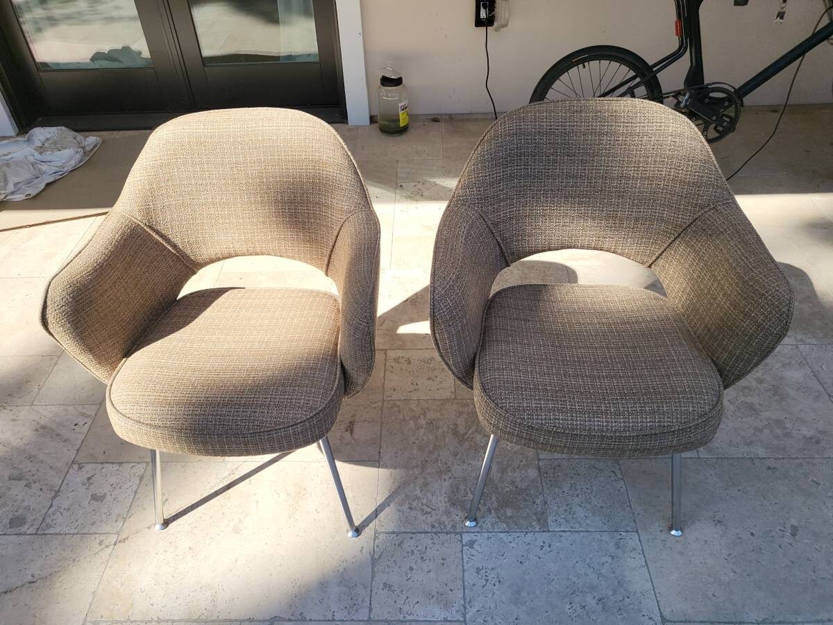🔥 2018 Eero Saarinen Chair for Knoll Executive Armchair Fabric and Chrome Legs