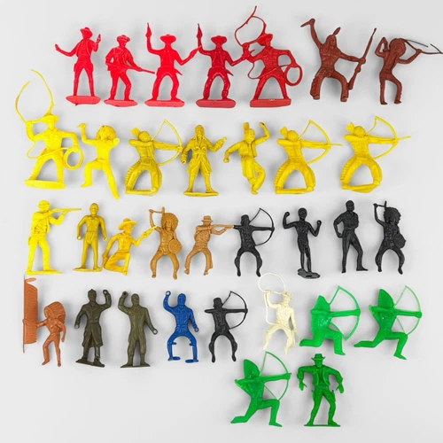 Vintage Marx Tim Mee MPC Cowboys Indians Ring Hands Toy Figures Lot 33 - 2 To 3”