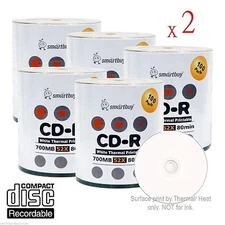 1000 SmartBuy Grade A+ CD-R 52X 700MB White Thermal Hub Printable Record Disc