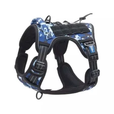 Auroth Tactical Dog Harness Adjustable Dog Vest with Handle - Blue Camo