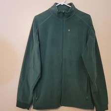 L.L. Bean Jacket Adult Large Green Fleece Full Zip Mock Neck Long Sleeve Mens