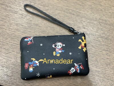 COACH Disney X Coach Corner Zip Wristlet With Holiday Print | eBay