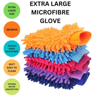 Extra Large Heavy Duty Microfibre Car Wash Mitt Thicks Noodles Soft Glove ·