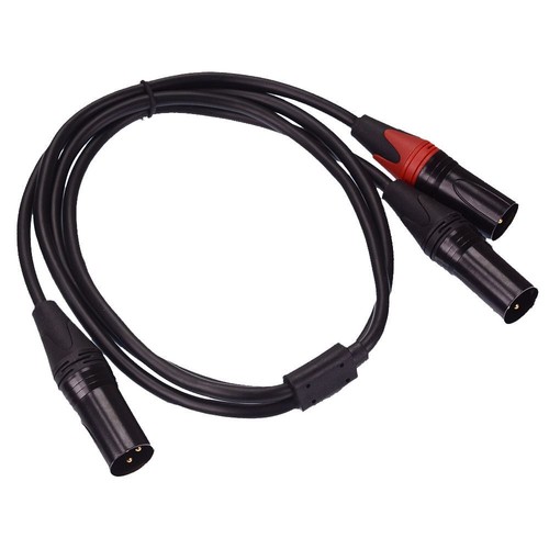 XLR Male Plug to 2 XLR male plug Splitter Cable Lead 1m
