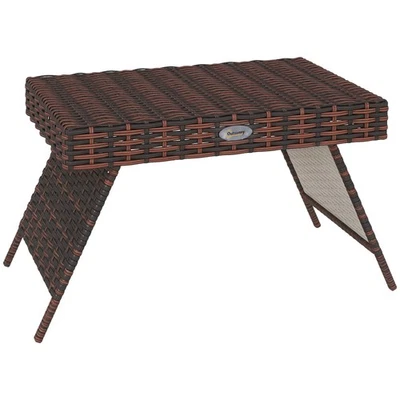 Rattan Beistelltisch Gartentisch Klapptisch wetterfester Campingtisch Braun - Bild 1 von 4