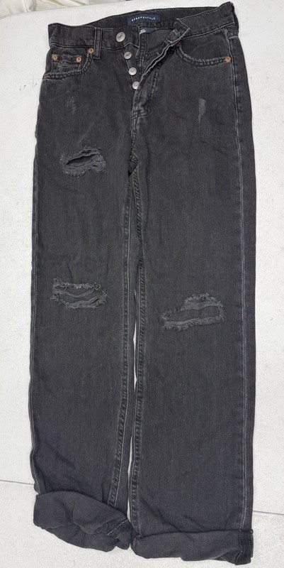 Aeropostale Women's Size 000 Reg Black 90s Baggy High Rise Jeans Button Fly
