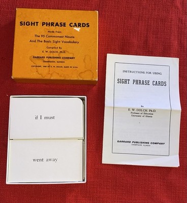 Sight Phrase Cards 95 Commonest Nouns Basic Sight Vocabulary Dolch Garrard 1949