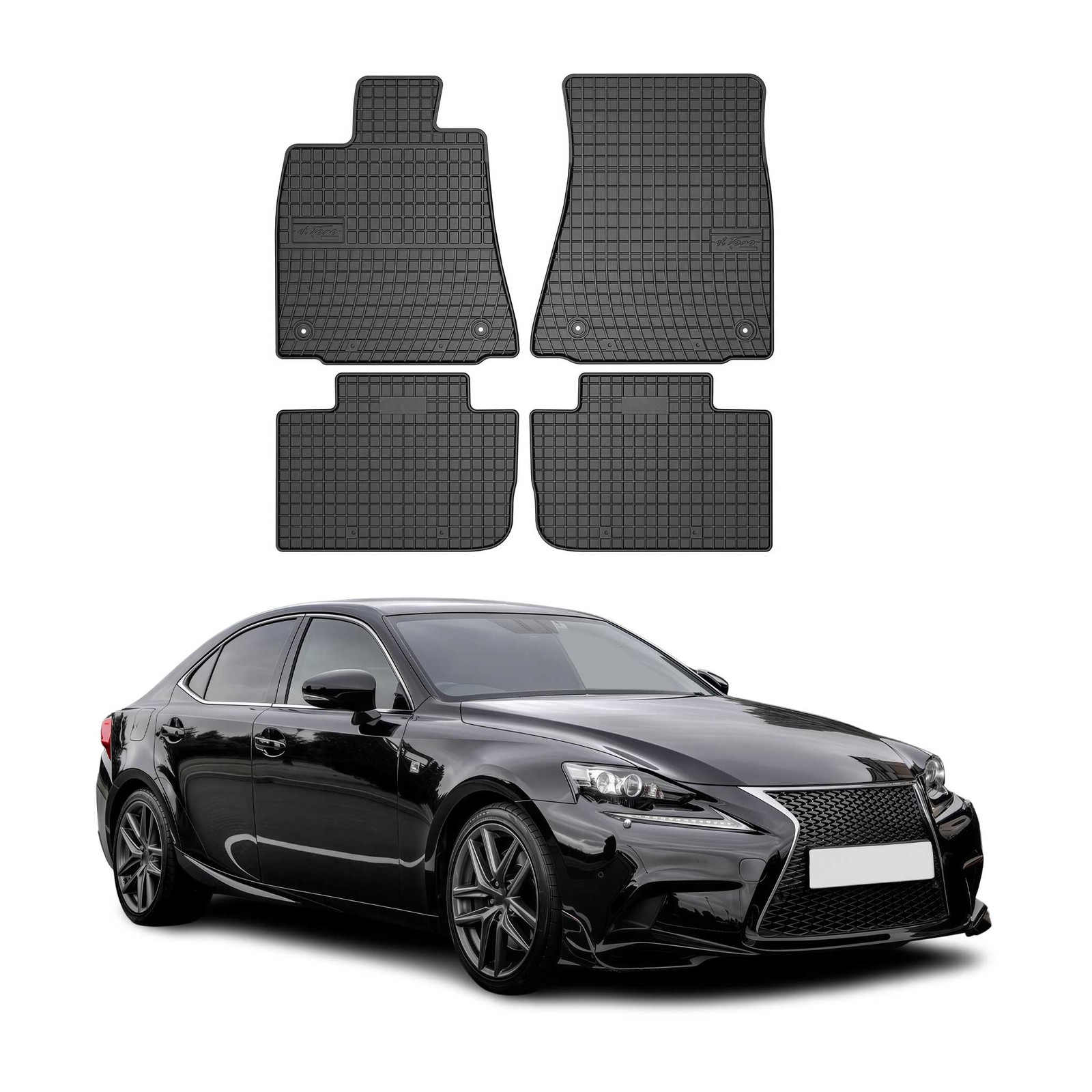 Tapis de sol pour Lexus IS RWD 2013-2020 en caoutchouc noir sur mesure
