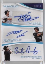 2017 Immaculate Triple Signatures Blue 4/10 Todd Helton Nolan Arenado Auto 0g4