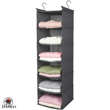Compact 6-Tier Hanging Organizer with Hooks - Perfect for Home & Travel Needs