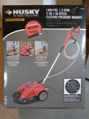 #ad Husky 2 in 1 Hi Speed Electric Pressure Washer 1400 PSI 1.3 GPM Wheel Mounted $199.00