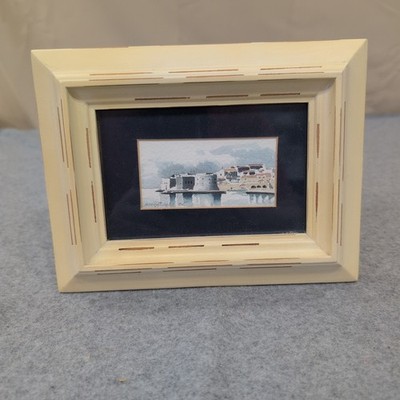Mery Ortolio-Biocic Original Miniature Watercolor Coastal Fortress Painting 2005
