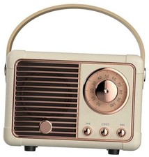 Retro Bluetooth Speaker, Portable Wireless Speaker with Crystal Clear Beige