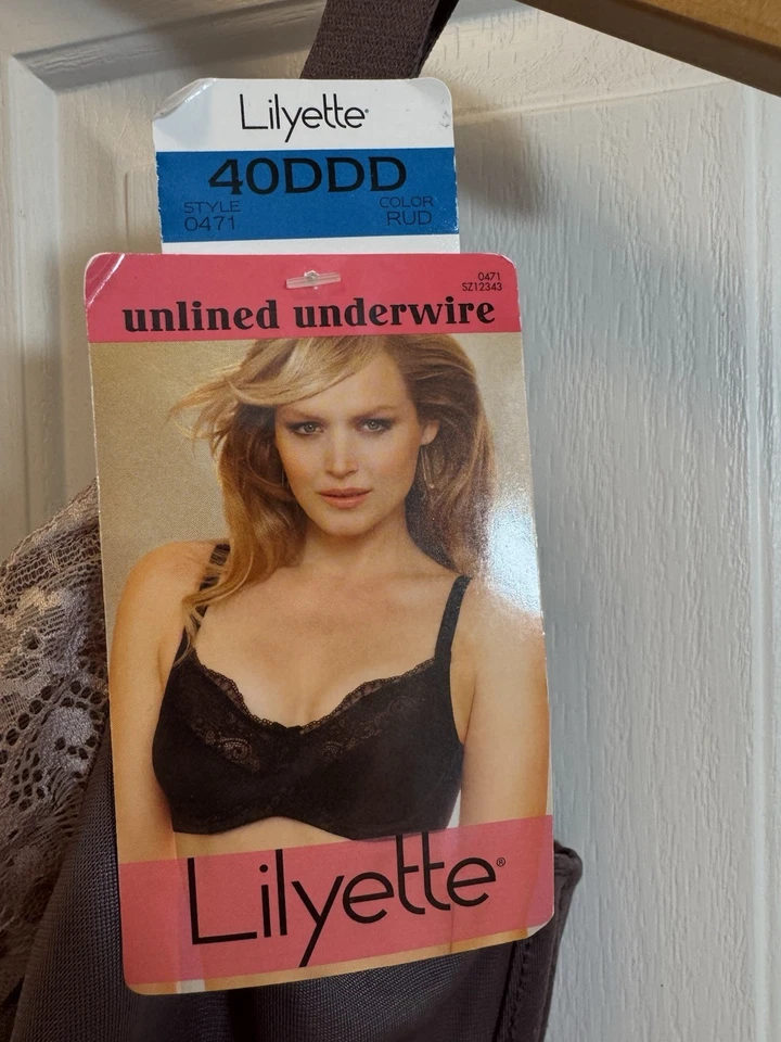 Nuevo con etiquetas Sujetador con aros de encaje Lilyette Enchantment 40DDD 0471 púrpura gris beige $38 Foto 2 de 4