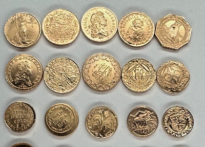 Set 50 Diff Solid 14K Gold World Mini Coins Franklin Mint 1981 25