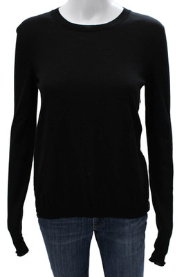 Rochas Women Black Knit Pullover Sweater Crew Neck Long Sleeve Size 40