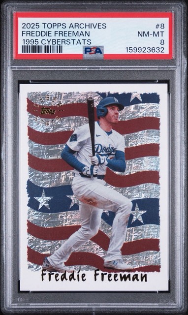 2025 Topps Archives - 1995 Topps Cyberstats Freddie Freeman #95C-8 PSA 8
