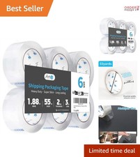Carton Sealing Tape Heavy Duty Clear 1.88x55 Yds Water Resistant 6 Rolls