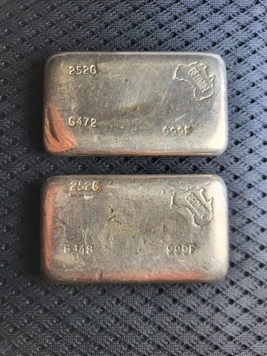 Geomin Pair of two 252g Silver Bars (16oz) Vintage Australian Bullion