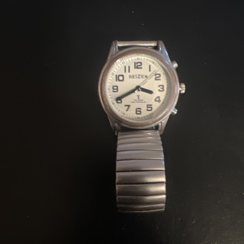 Reizen Talking Radio Controlled Watch 38mm Silver Tone Expandable Band