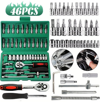 46-tlg. Steckschlüssel Satz 1/4'' Ratsche Nuss Bit Werkzeug Set im Koffer NEW