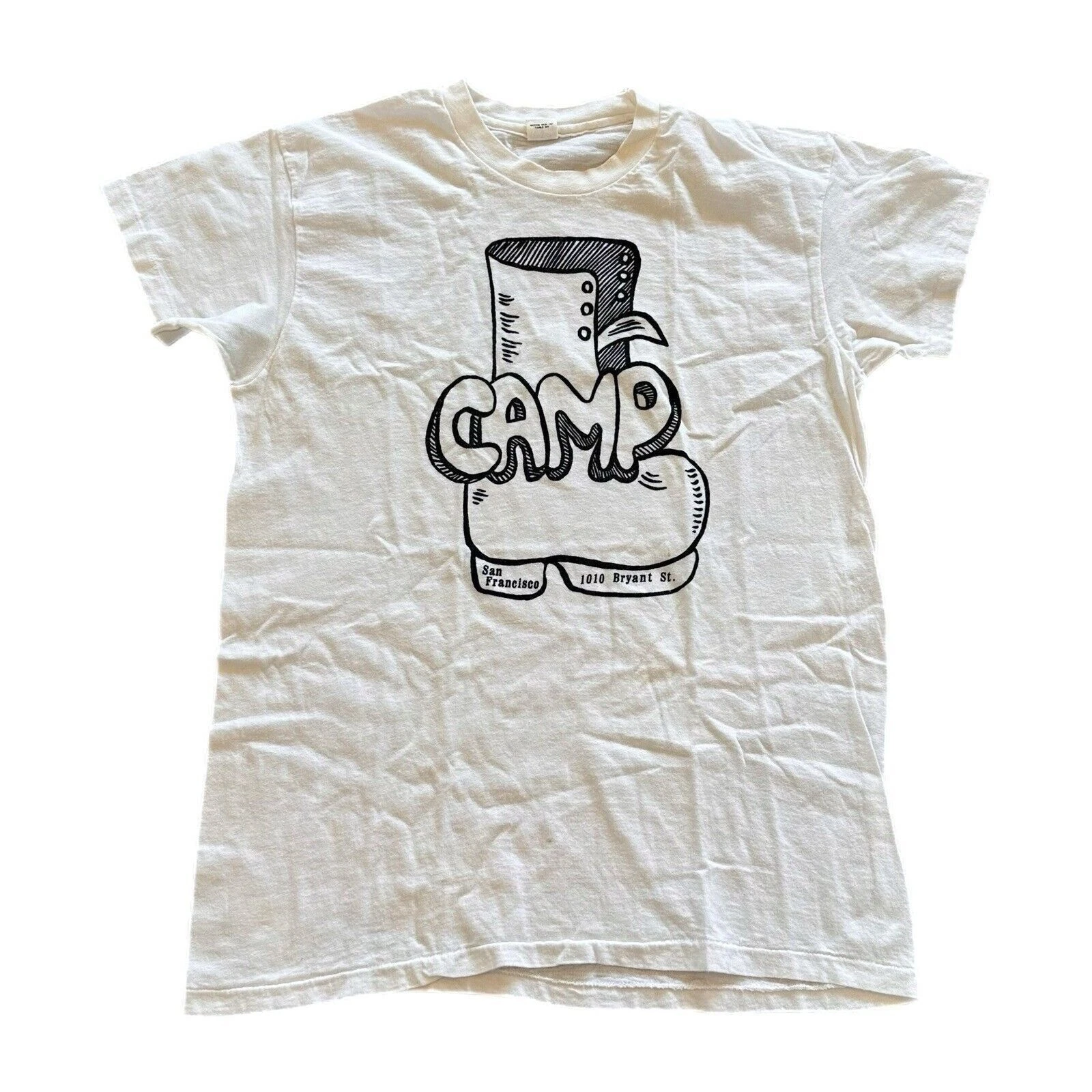 Boot Camp Shirt Mens M Gay Bar San Francisco White Cotton 70s Hanes Vtg