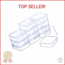 12 Pack Clear Plastic Beads Storage Containers Box with Hinged Lid for Beads and