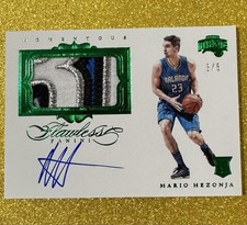 2015-16 Panini Flawless Mario Hezonja Auto Patch Premium Ink Emerald 3/5 RC
