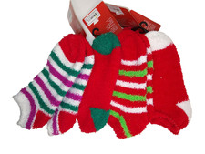 4 Ladies Fuzzy Ankle Socks Size 6-12 Multi color New
