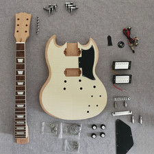 SG 6 String DIY Electric Guitar Kit Solid Mahogany Body Flamed Maple Top