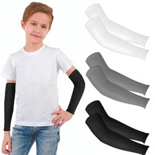 3 Pairs Kids Arm Sleeves UV Sun Protection Compression Cooling Sports Sleeves