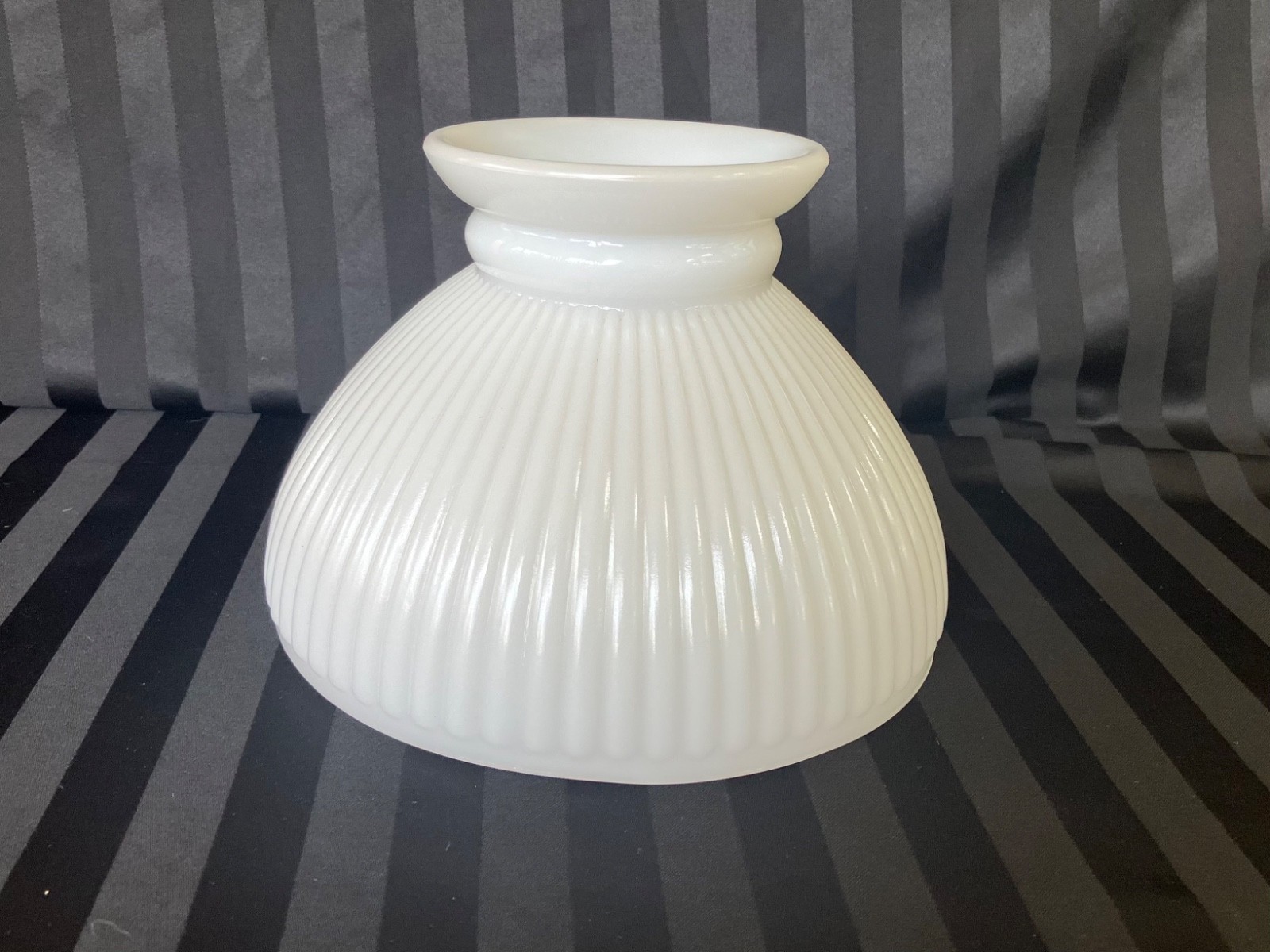 Vintage milk glass ribbed glass student lamp shade