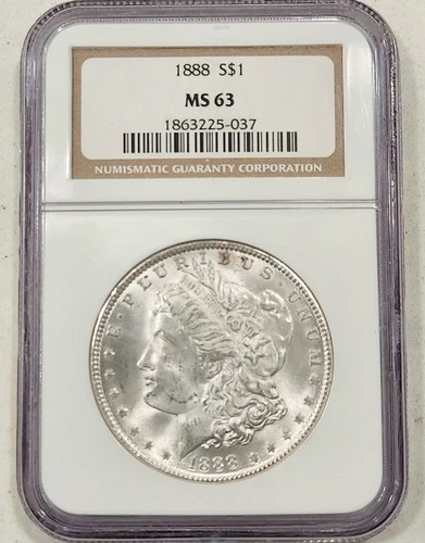 1888 Morgan Silver Dollar ~ NGC MS63 Blast White US Mint Coin