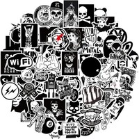 Aufkleber 100 StüCk Schwarz-Weiß Vinyl Wasserdicht FüR Laptop Skateboard Koffer