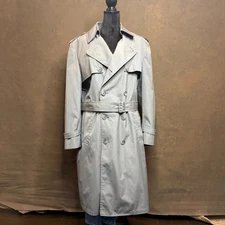 Vintage London Fog Towne Trench Coat Double Breasted Men’s Size 42 Reg Gray