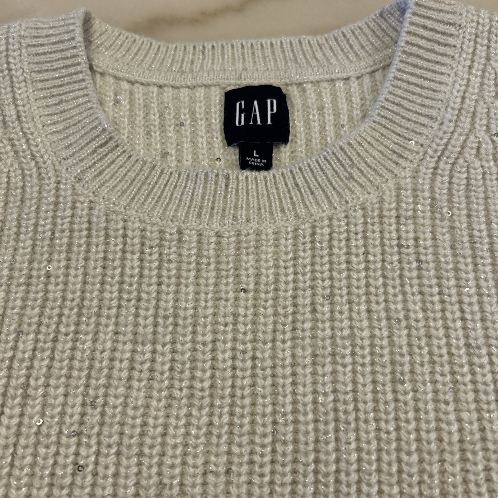 Gap 24/7 Split Hem Sequin Metallic Crew Neck Swea… - image 2