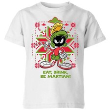 Image of Looney Tunes Eat Drink Be Martian Christmas Kids T-Shirt | Official | White