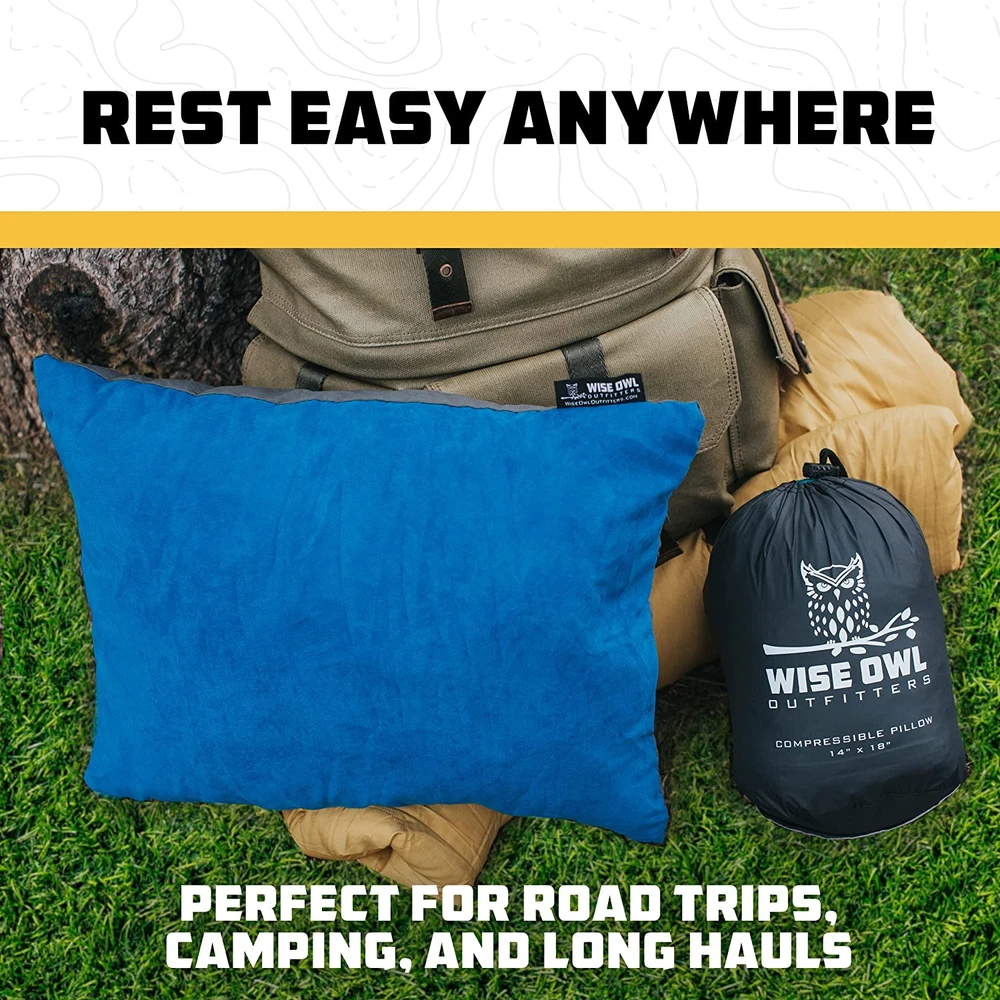 Memory Foam Camping Pillow for Travel, Hiking, Backpacking & Airplane Sleeping