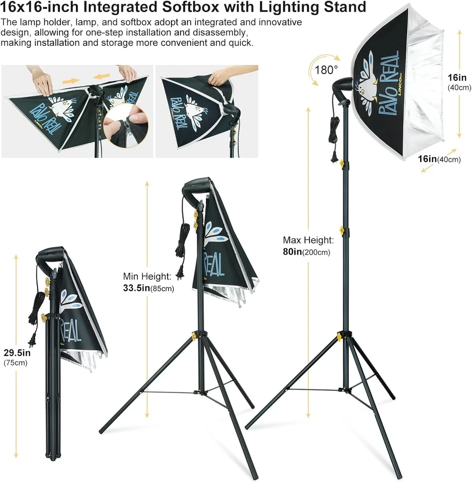 LINCO 2 Softbox Light Kit Photo Studio Photography Continuous Lighting Stand Set - Image 4 of 4
