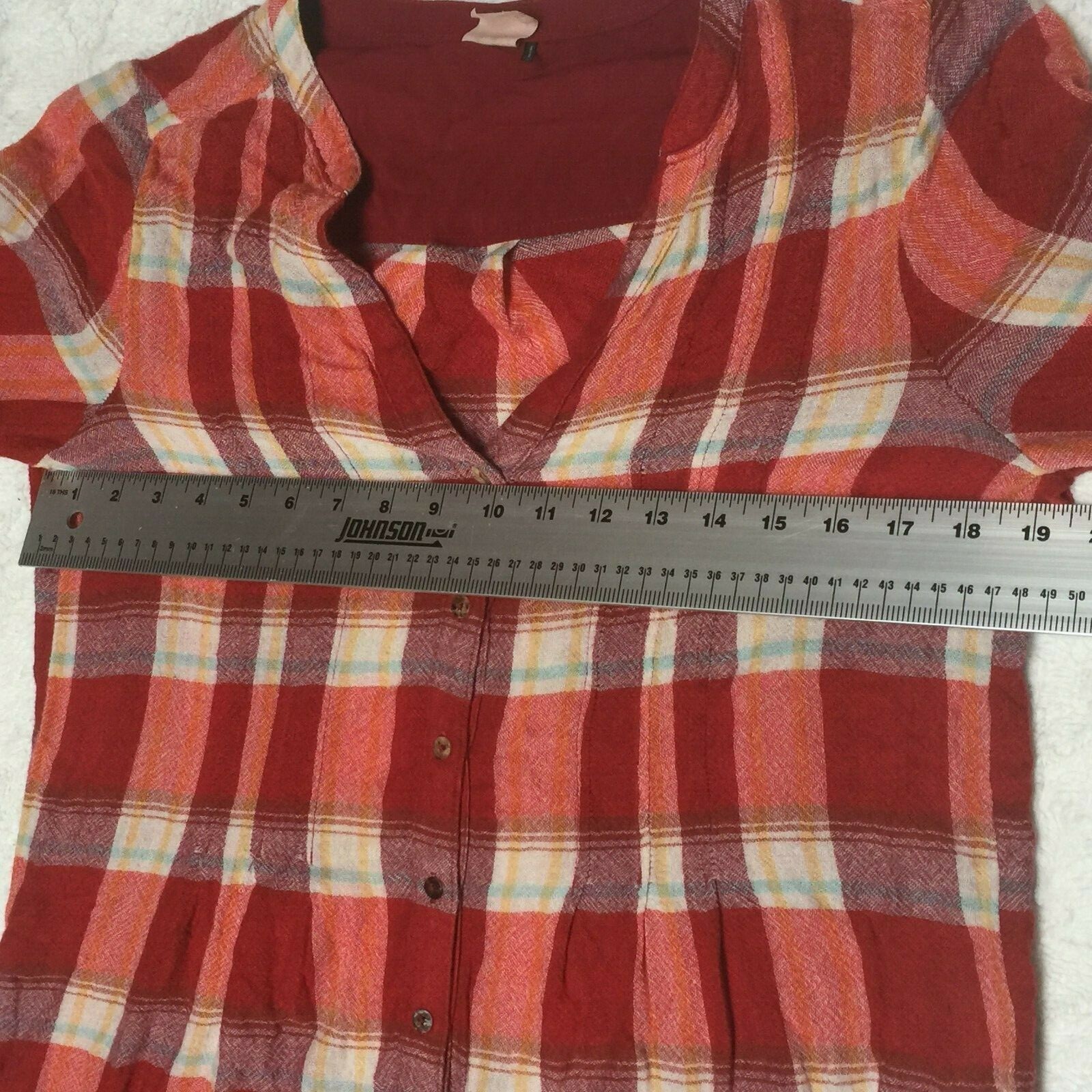 Anthropologie Akemi + Kin Button Down Lucie Plaid Tunic Shirt Dress Small Red image 5