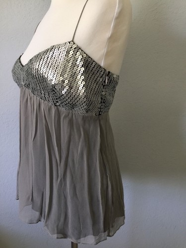 $240**12** CYNTHIA STEFFE chiffon Silk zipped Tank Cami Dress Blouse Tunic Top - Picture 4 of 7