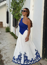 ZARA NEW SS24 CONTRAST EMBROIDERED SKIRT ZW COLLECTION WHITE  5107/245