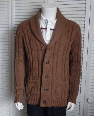 brown cable cardigan