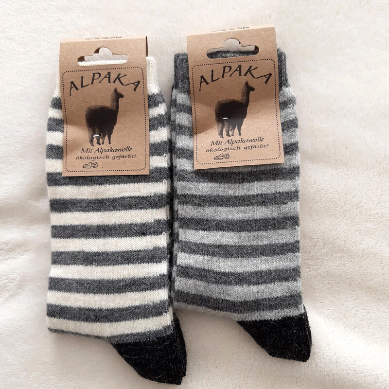 2 Pairs Striped Men's Alpaca Socks 100% Wool Color 3 Gray/Natural 39 - 46
Opens in a new window or t