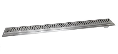 SereneDrains Ocean Wave Side Outlet Linear Offset Shower Drain Brushed Nickel