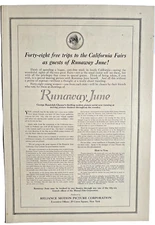 1915 Runaway June Reliance Motion Picture Movie Co. Vintage Print Ad-CRC2