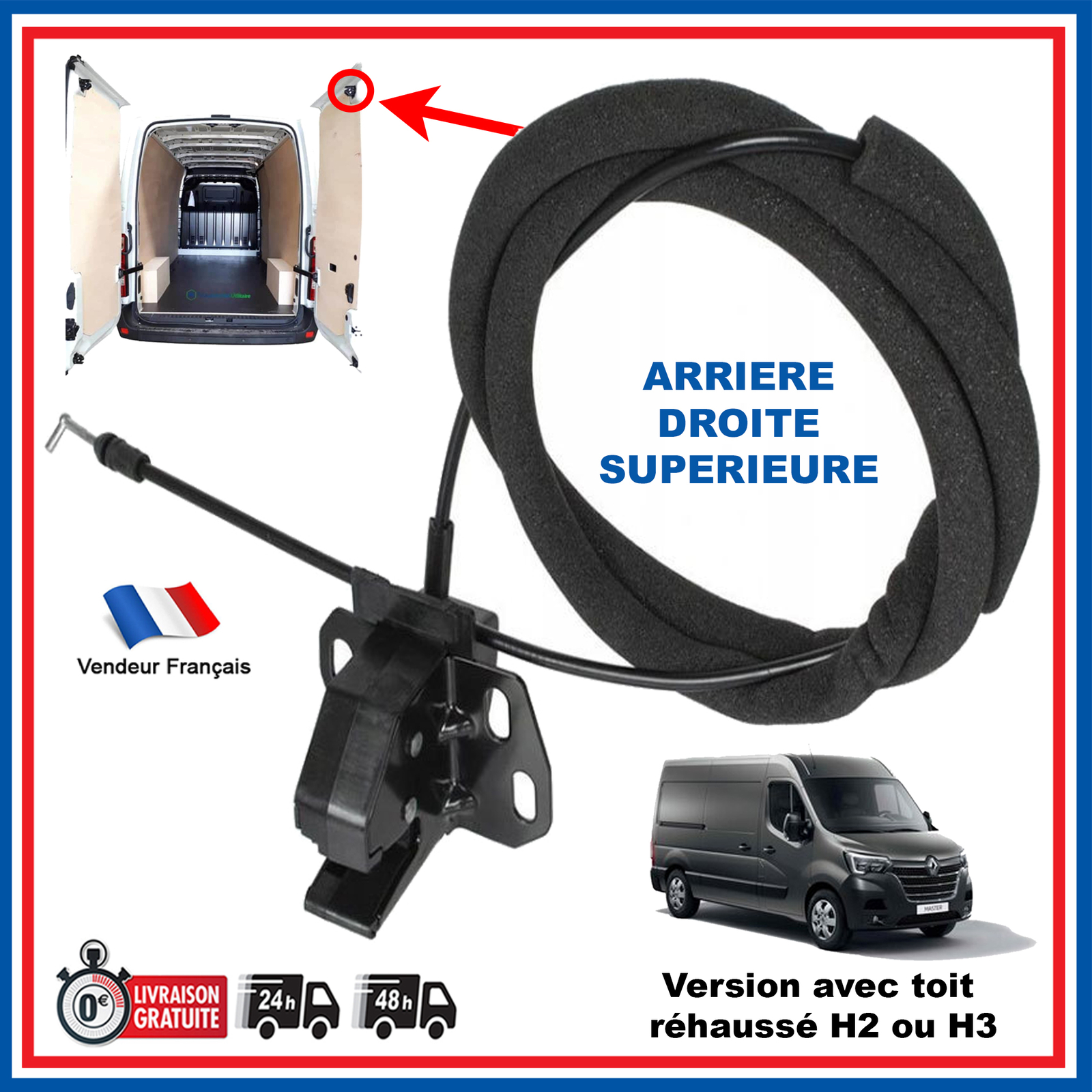 Bloqué ? Changez le loquet serrure porte arrière droite de votre RENAULT Master 3 H2 H3
