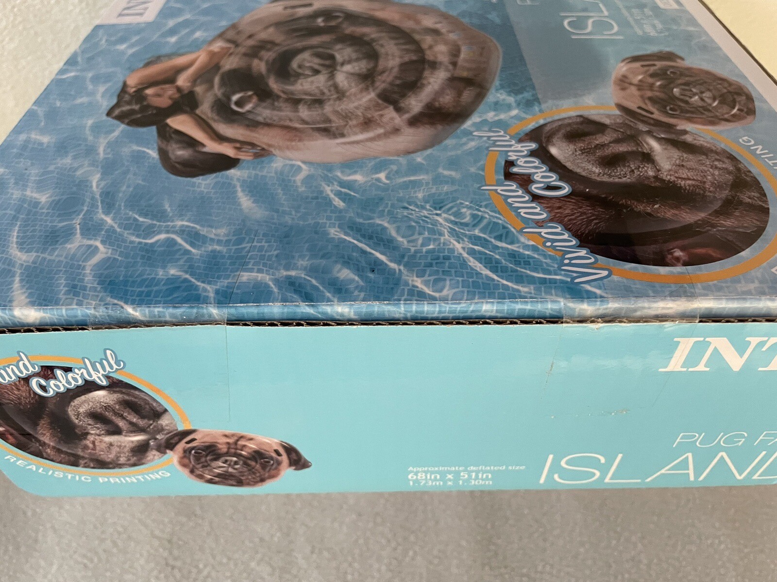 Intex Pug Face Island Adult Pool Float 68in x 51in New in Box