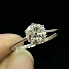 Solitaire Engagement Ring 1.50Ct Round Diamond 14k White Gold Finish in Size 5.5